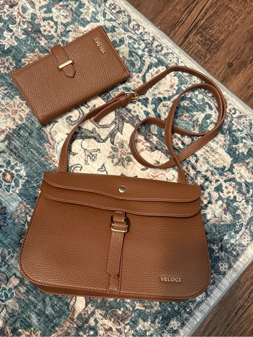 Veloci Soleil Series Vegan Leather Crossbody, Wallet & Backpack Set